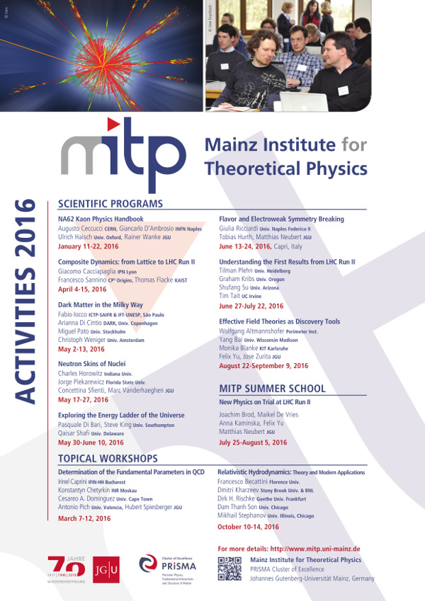  Mainz Institute for Theoretical Physics (MITP) 2016 events webpage